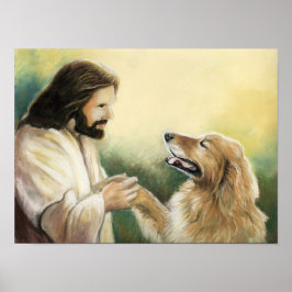 Impressão de Arte de Cachorro de Retriever Jesus e