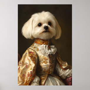 Impressão de Arte de Cachorro Maltês Aristocrático