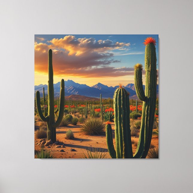 Impressão de Arte de Cactus Mexicano vibrante (Frente)