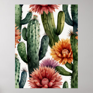 Impressão de Arte de Cactus Mexicano vibrante