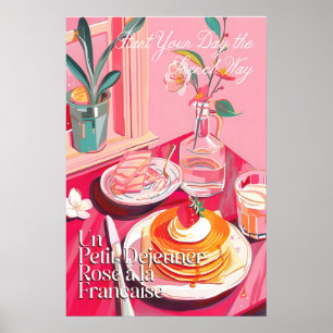Impressão de Arte de Café da Manhã Francês Rosa (C