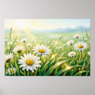 Impressão de Arte de Campo de Margarida Selvagem –