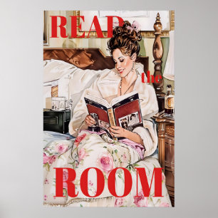 Impressão de Arte de Canto de Leitura Retro Mulher