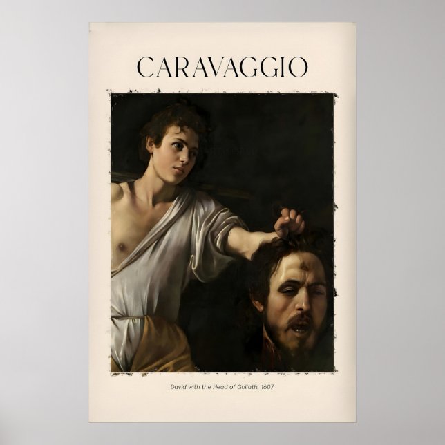 Impressão de Arte de Caravaggio - Davi com a Cabeç (Frente)