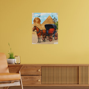 Impressão de Arte de Carruagem de Cavalo no Egito