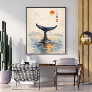 Impressão de Arte de Cauda de Baleia   Poster em E