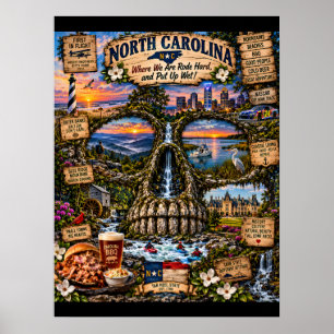 Impressão de Arte de Caveira da Carolina do Norte