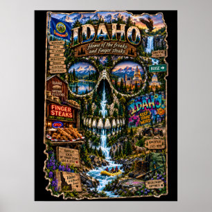 Impressão de Arte de Caveira de Idaho Estado de