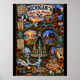 Impressão de Arte de Caveira de Michigan Estado