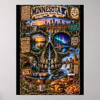 Impressão de Arte de Caveira de Minnesota | Estado
