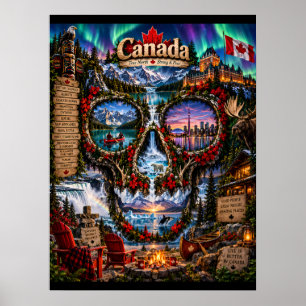 Impressão de Arte de Caveira do Canadá Estado de