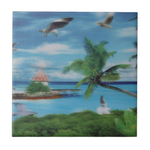 Impressão de Arte de Cena de Praia Tropical
