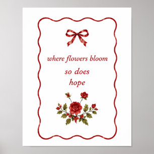 Impressão de Arte de Citação Coquete Floral Vermel