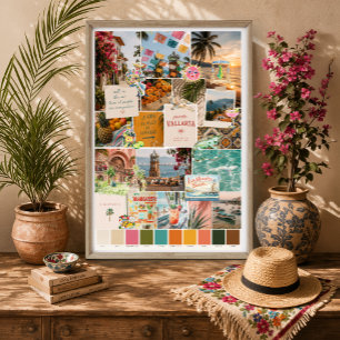 Impressão de Arte de Colagem de Viagem para Puerto