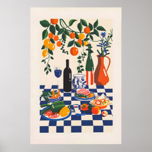 Impressão de Arte de Comida e Vinho Abstrata Vibra