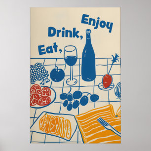 Impressão de Arte de Comida e Vinho Cozinha Modern