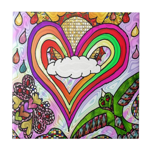 Impressão de Arte de Coração Arco-Íris Psicodélico (Frente)
