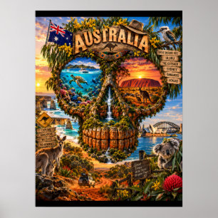Impressão de Arte de Crânio da Austrália Estado