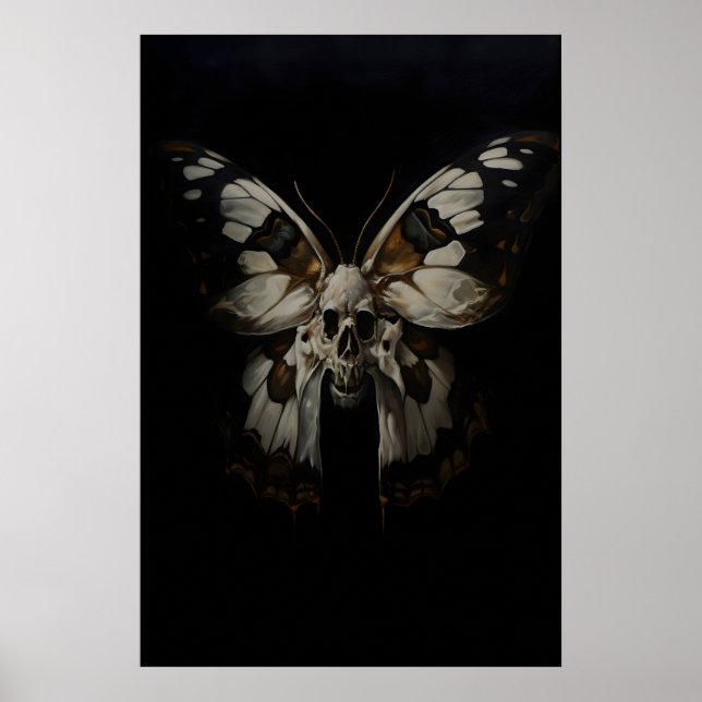Impressão de Arte de Crânio de Mariposa Esqueleto  (Frente)
