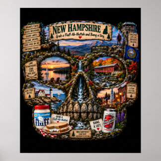 Impressão de Arte de Crânio de New Hampshire | Est