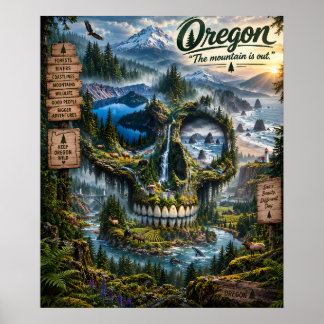 Impressão de Arte de Crânio do Oregon | Estado de