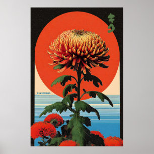Impressão de Arte de Crisântemo Japonês Ukiyo-e Xi