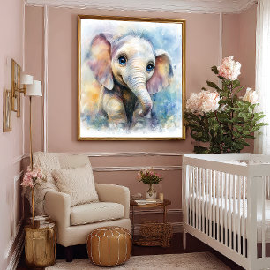 Impressão de Arte de Elefante Bebê Caprichosa Insp