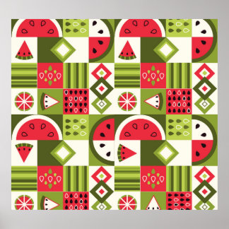 Impressão de Arte de Elementos de Melancia Decorat