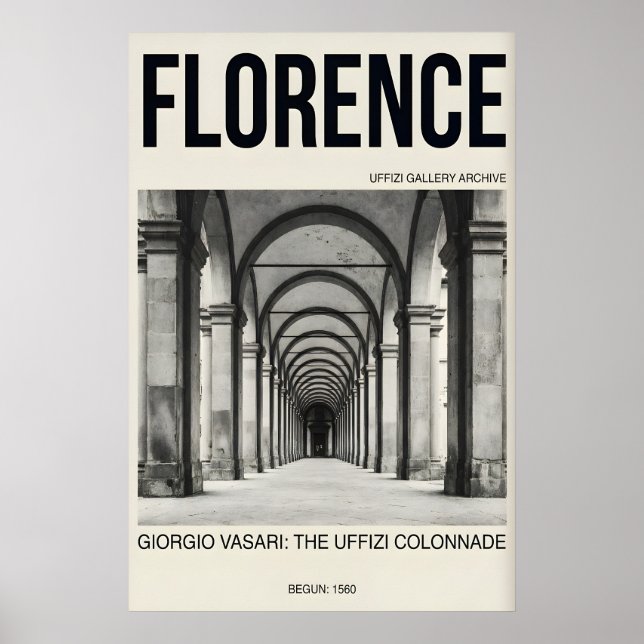 Impressão de Arte de Florença, Uffizi Gallery Pret (Frente)
