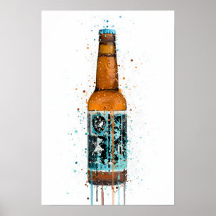 Impressão de Arte de Garrafa de Cerveja em Parede 