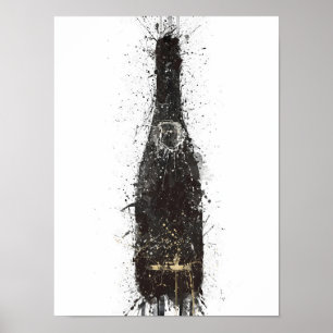 Impressão de Arte de Garrafa de Champanhe 'Black F