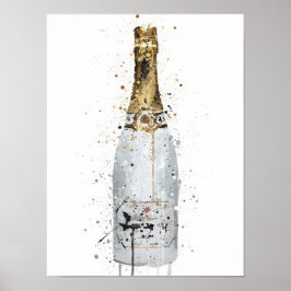 Impressão de Arte de Garrafa de Champanhe 'Blanc'