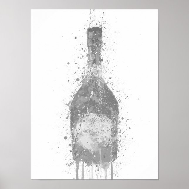 Impressão de Arte de Garrafa de Champanhe 'Rosy' C (Frente)