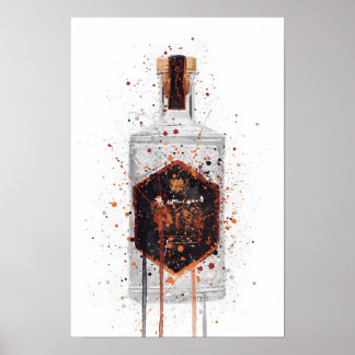 Impressão de Arte de Garrafa de Gin 'Favo de Mel'
