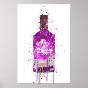 Impressão de Arte de Garrafa de Gin 'Magenta'