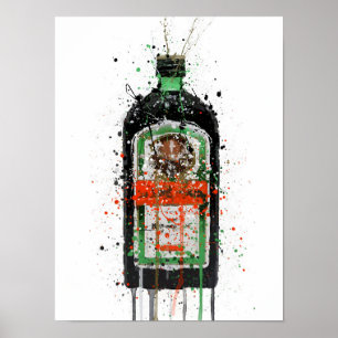 Impressão de Arte de Garrafa de Licor na Parede 'T
