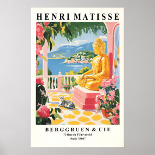 Impressão de Arte de Gato Buda Parede Estilo Matis