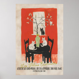Impressão de Arte de Gato Parisiense Les Chats Enc
