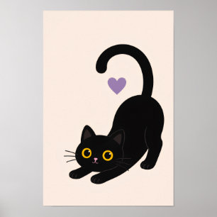 Impressão de Arte de Gato Preto Alongado – Gato Mi