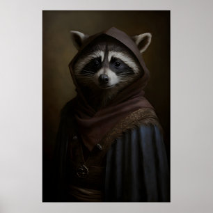 Impressão de Arte de Guaxinim Gótico Animal Bandid