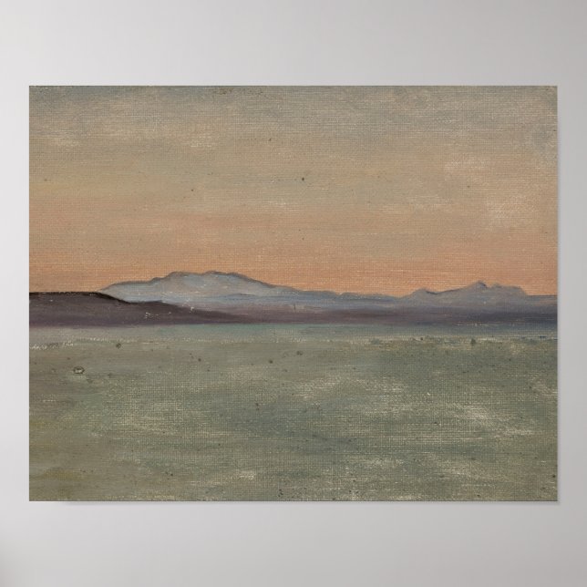 Impressão de arte de horizonte de lago e montanhas (Frente)