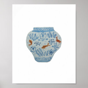 Impressão de Arte de Jar Azul e Branco
