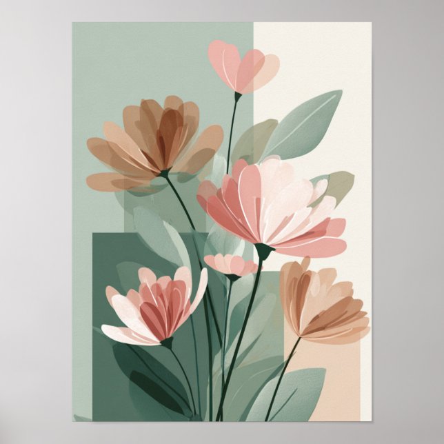 Impressão de Arte de Linha Floral Boho | Botânica  (Frente)