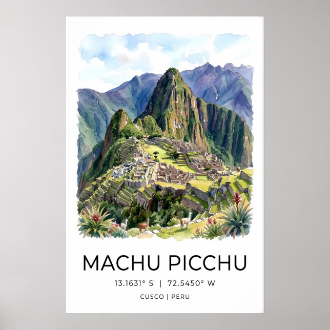 Impressão de Arte de Machu Picchu - Paisagem Azul  (Frente)