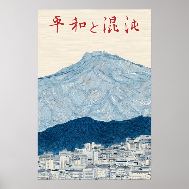Impressão de Arte de Montanha e Cidade Japonesa –  (Frente)