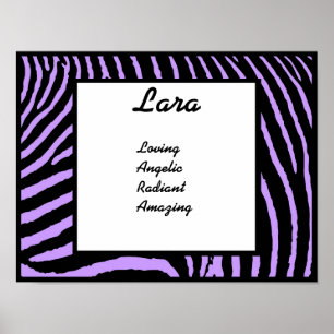 Impressão de Arte de Nome de Zebra Roxa
