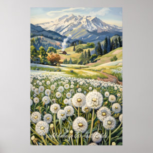 Impressão de Arte de Paisagem de Montanha de Campo