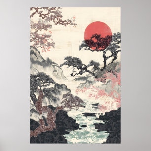 Impressão de Arte de Paisagem Japonesa Tradicional