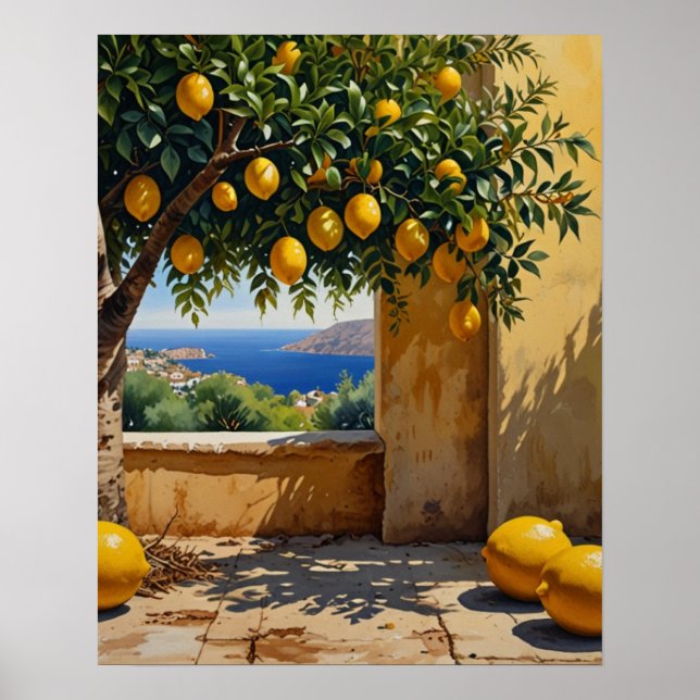 Impressão de Arte de Paisagem Laranja Mediterrânic (Frente)
