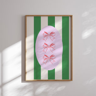 Impressão de Arte de Parede com Laço Rosa em Listr
